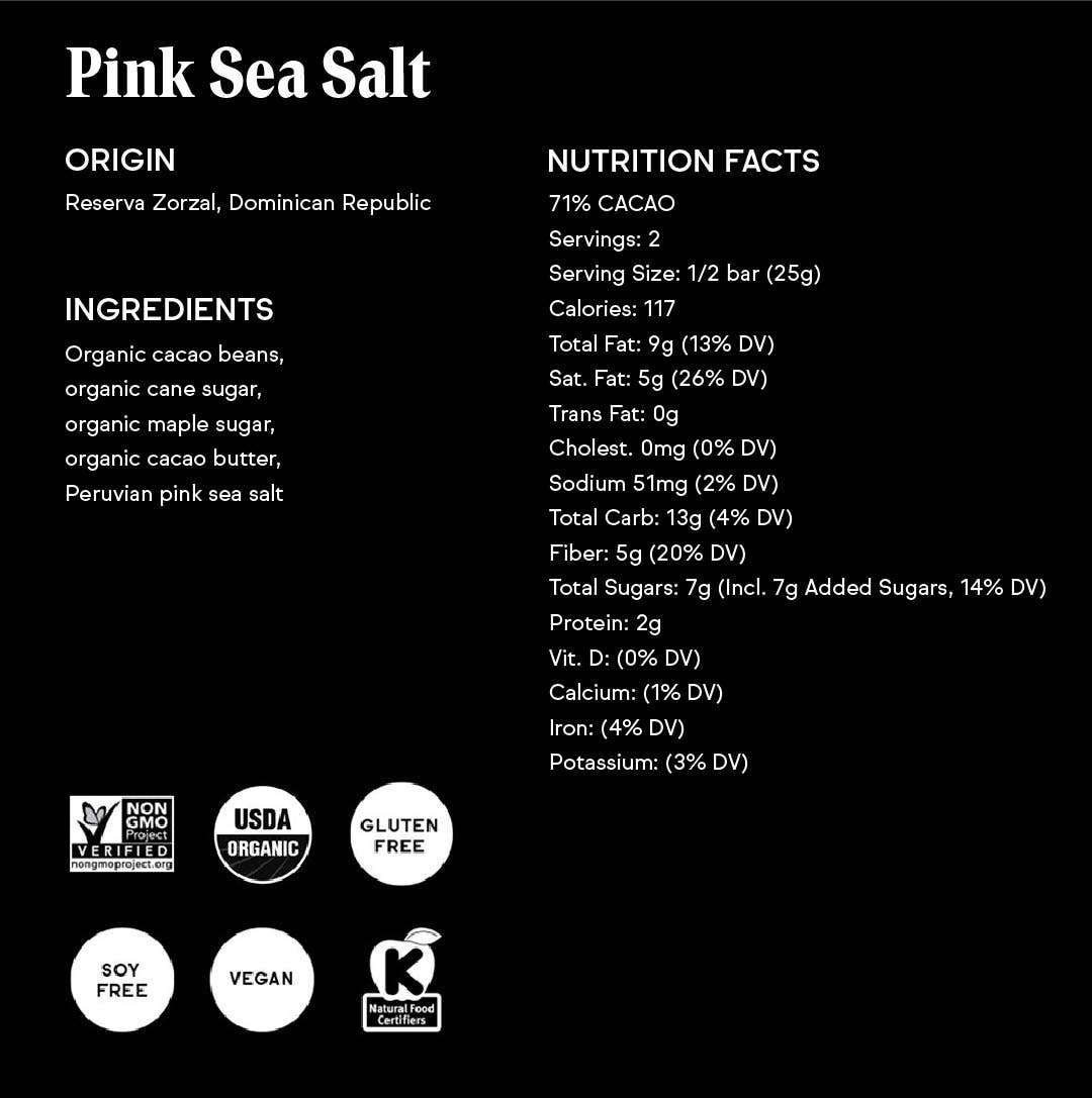 
                  
                    71% Pink Sea Salt Chocolate Bar
                  
                