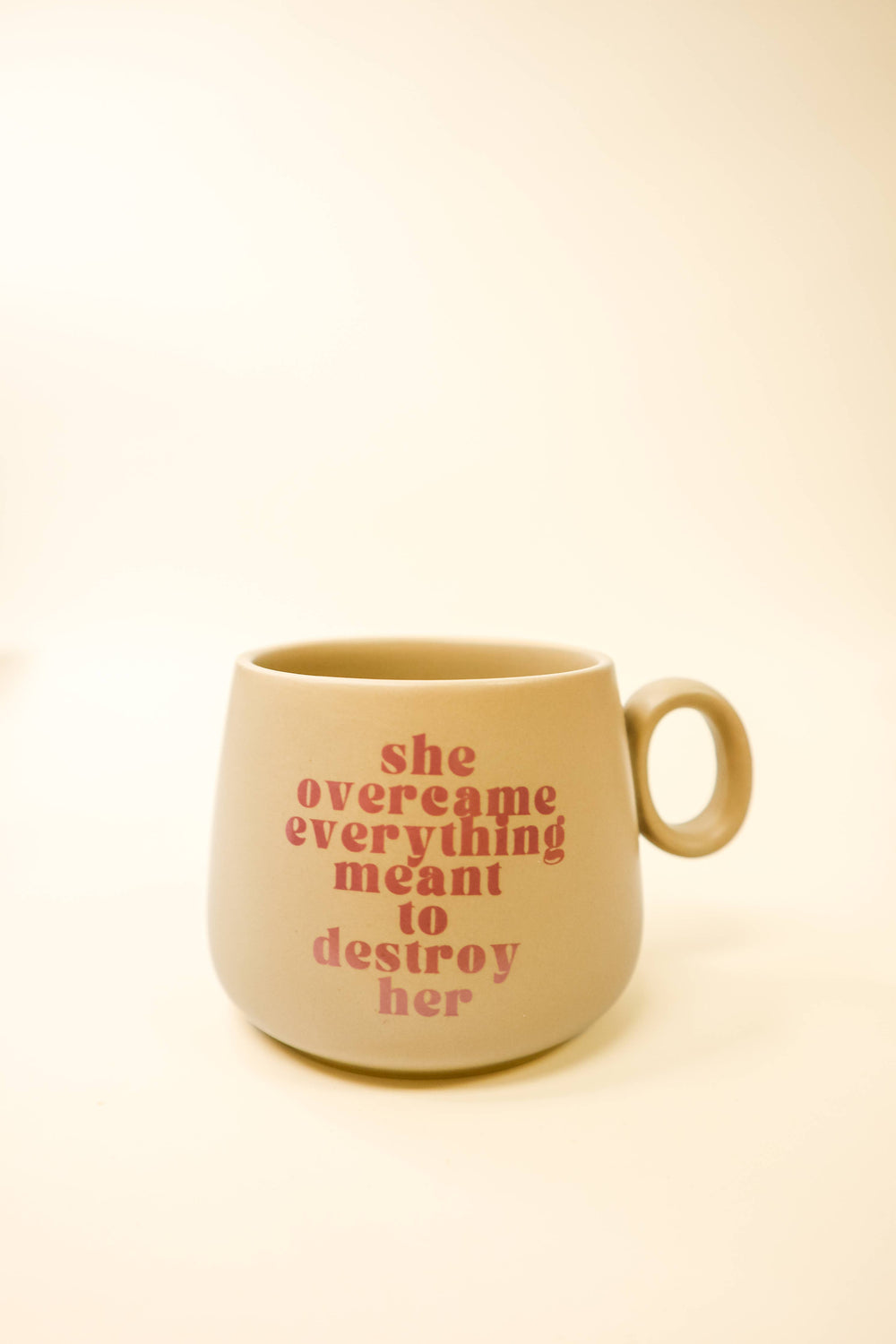 She Overcame Everything Meant to Destroy Her - Cappuccino Mug