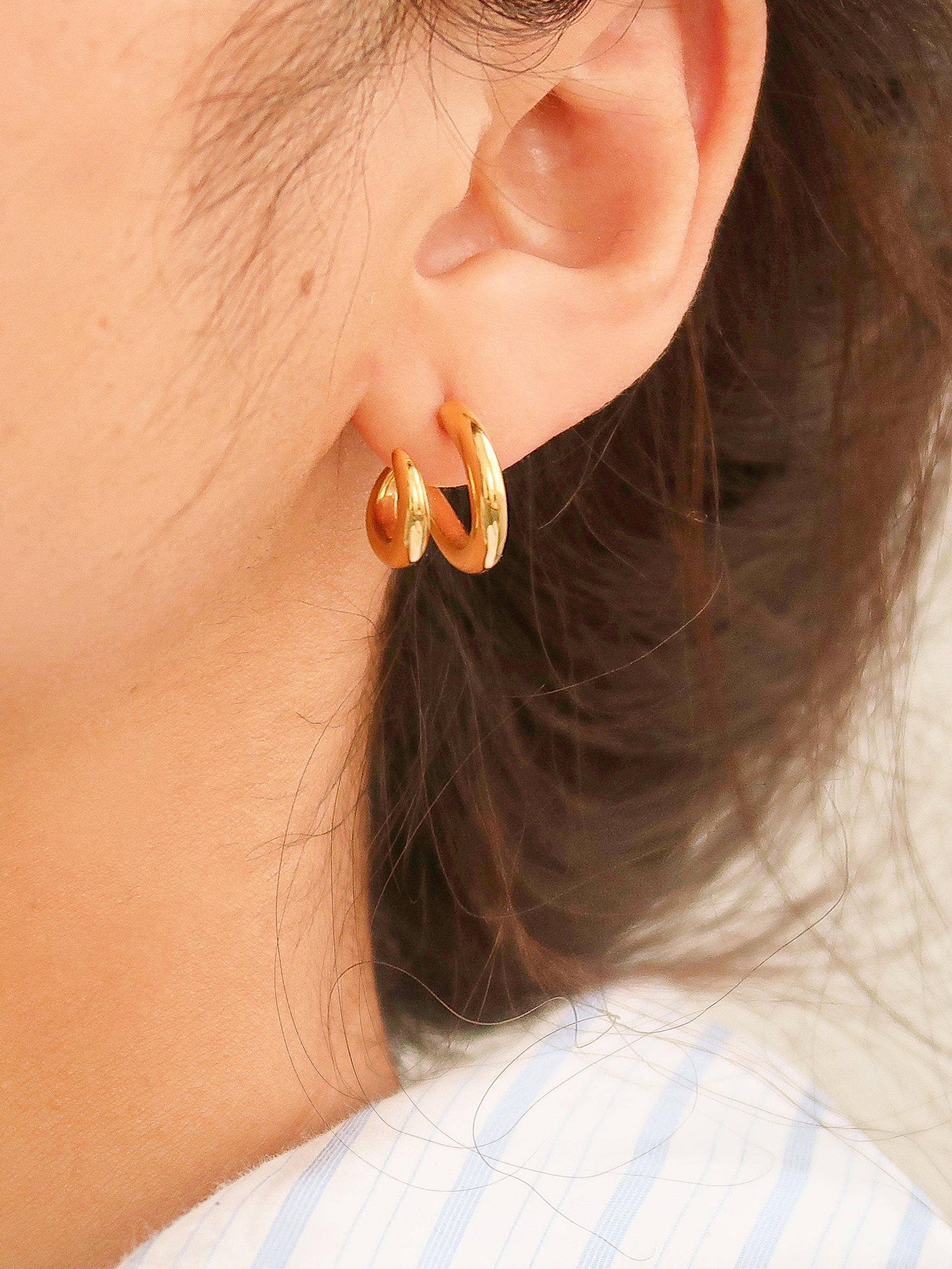 
                  
                    Maddison-Gold Non-Tarnish Double C Hoop Earring
                  
                